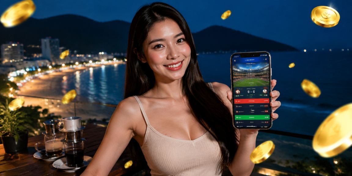 Người dùng tại Côn Đảo chơi casino trên điện thoại di động bên ly cà phê