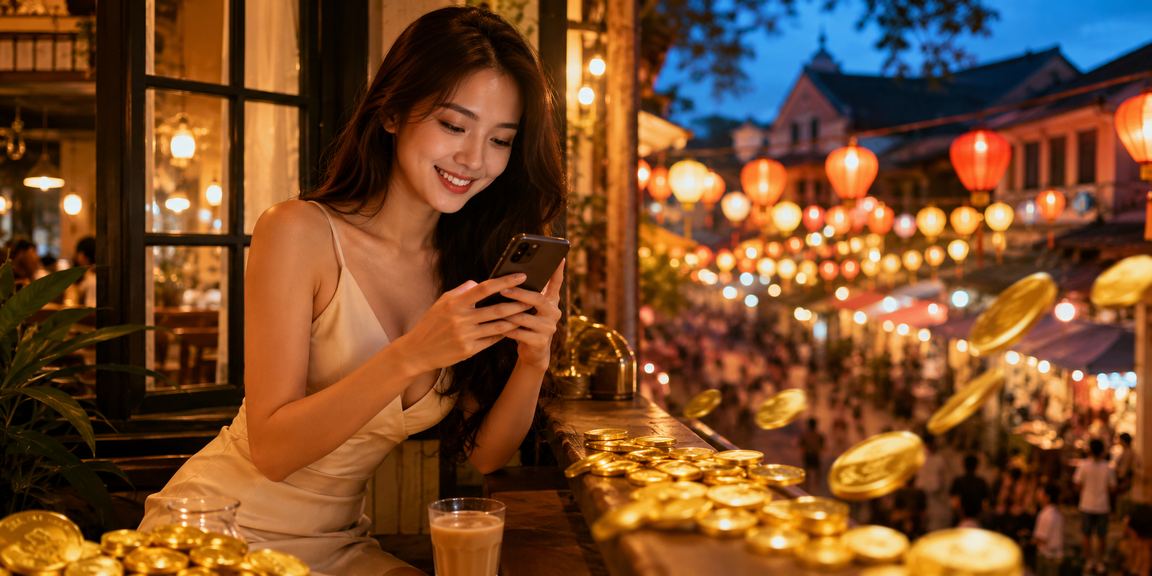 Người dùng tại Đà Lạt đặt cược thể thao trên điện thoại bên ly cà phê buổi sáng