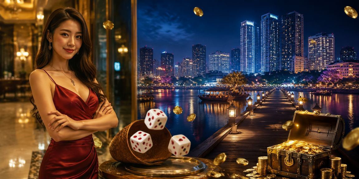 Mô hình trò chơi tài xỉu phong cách Hà Nội với xúc xắc đặc trưng