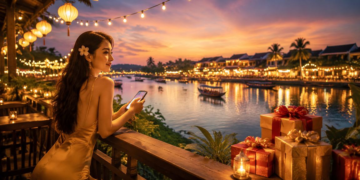 Người dùng chơi casino trên điện thoại tại Hội An